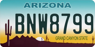 AZ license plate BNW8799