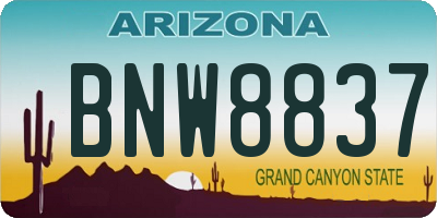 AZ license plate BNW8837