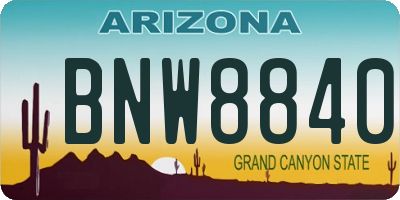 AZ license plate BNW8840