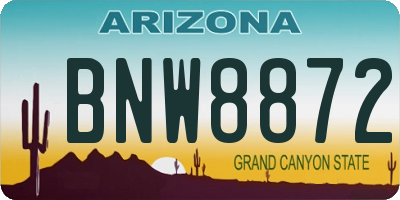 AZ license plate BNW8872
