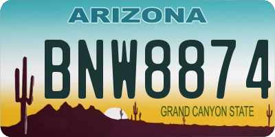 AZ license plate BNW8874