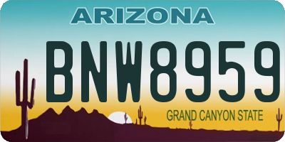 AZ license plate BNW8959