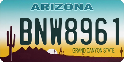AZ license plate BNW8961
