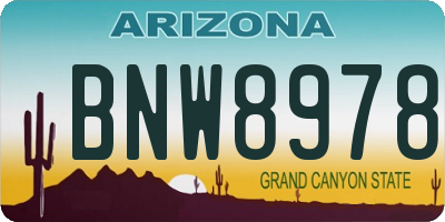 AZ license plate BNW8978