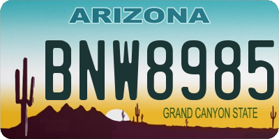 AZ license plate BNW8985