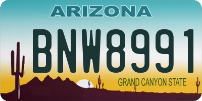AZ license plate BNW8991