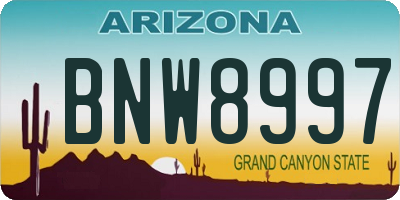 AZ license plate BNW8997