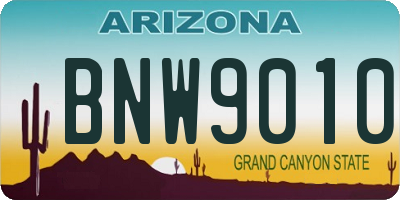 AZ license plate BNW9010