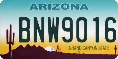 AZ license plate BNW9016