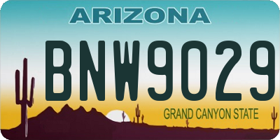 AZ license plate BNW9029