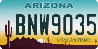 AZ license plate BNW9035