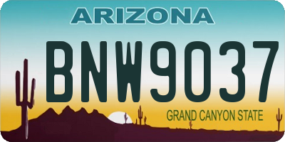 AZ license plate BNW9037