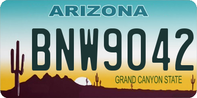AZ license plate BNW9042