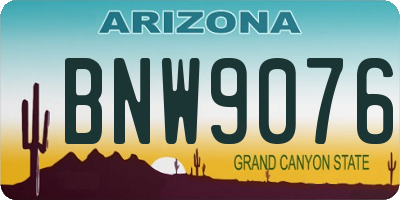 AZ license plate BNW9076