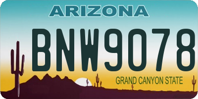 AZ license plate BNW9078