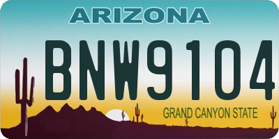 AZ license plate BNW9104