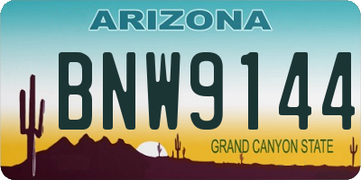 AZ license plate BNW9144
