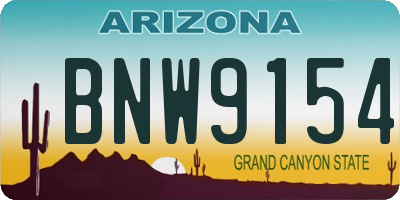 AZ license plate BNW9154