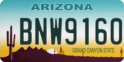 AZ license plate BNW9160