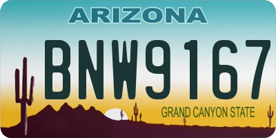 AZ license plate BNW9167