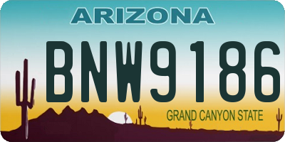 AZ license plate BNW9186