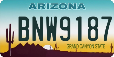 AZ license plate BNW9187