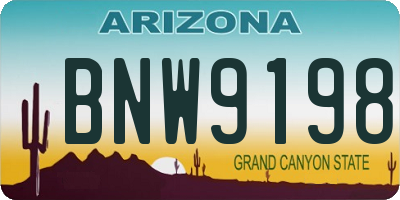 AZ license plate BNW9198