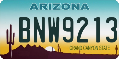 AZ license plate BNW9213