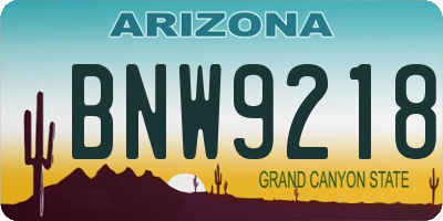 AZ license plate BNW9218