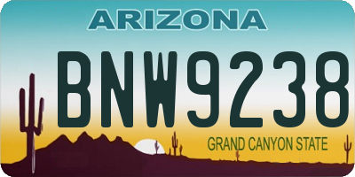 AZ license plate BNW9238