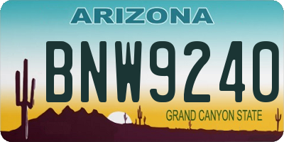 AZ license plate BNW9240