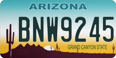 AZ license plate BNW9245