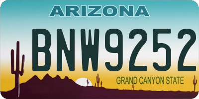 AZ license plate BNW9252