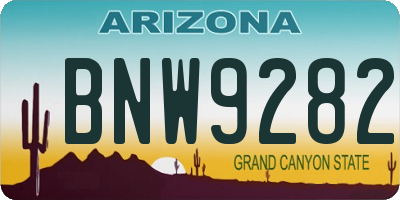 AZ license plate BNW9282