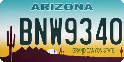 AZ license plate BNW9340