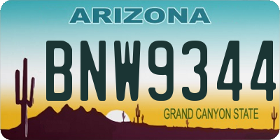 AZ license plate BNW9344