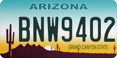 AZ license plate BNW9402