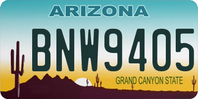AZ license plate BNW9405