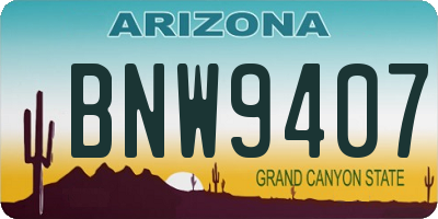 AZ license plate BNW9407