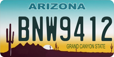 AZ license plate BNW9412