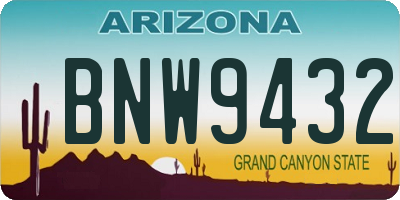 AZ license plate BNW9432