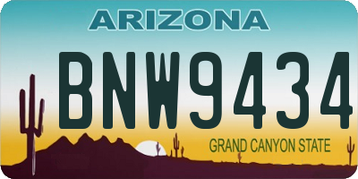 AZ license plate BNW9434