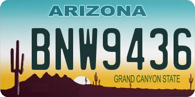 AZ license plate BNW9436