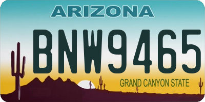AZ license plate BNW9465