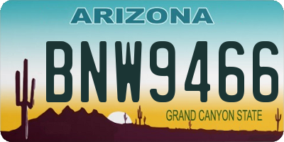AZ license plate BNW9466