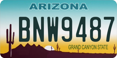 AZ license plate BNW9487