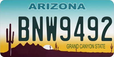 AZ license plate BNW9492