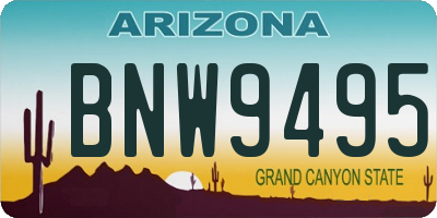 AZ license plate BNW9495