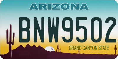 AZ license plate BNW9502