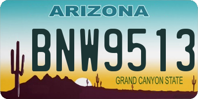 AZ license plate BNW9513